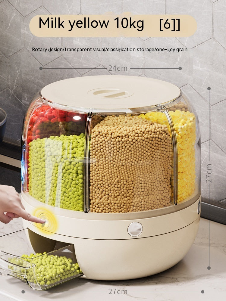 Blustoreweb ™Dispenser Rotante per Cereali, Contenitore di Stoccaggio a 360° Contenitore per Alimenti Sigillato per Riso, Cibo Secco E Frutta