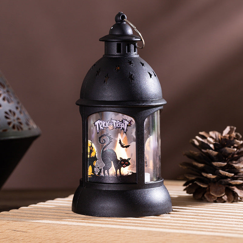 Lanterna vintage LED Halloween modello gatto notturno