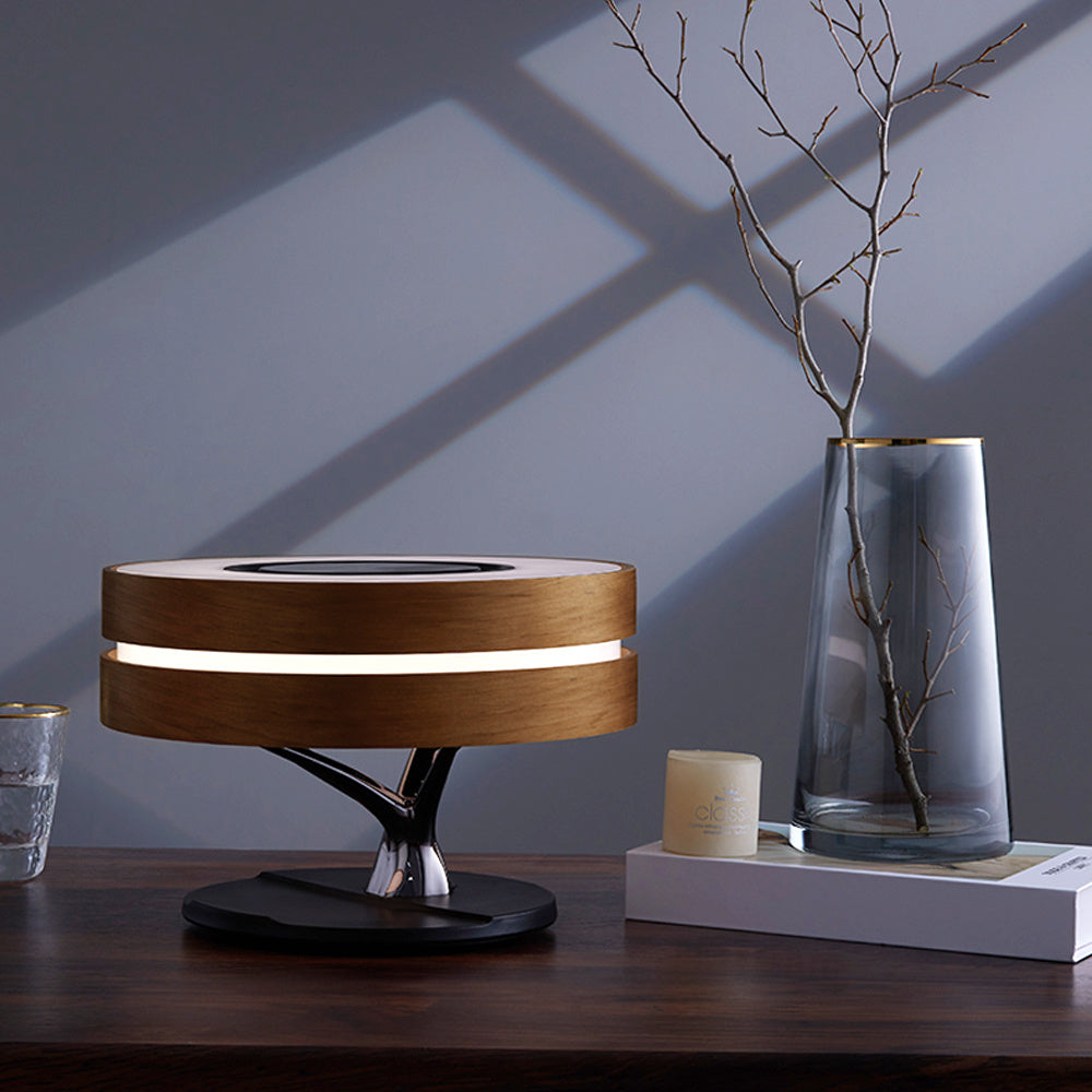 Blustoreweb ™ Elysium Glow: Lampada Intelligente con Ricarica Wireless, Audio Bluetooth e Design Elegante