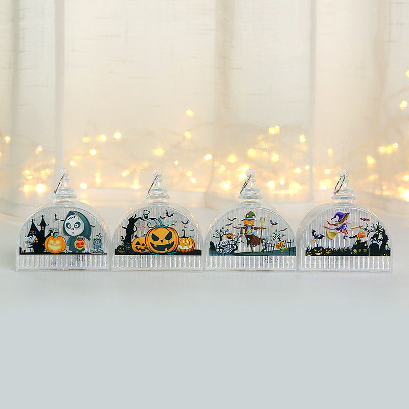 Set di quattro lanterne LED Halloween in fila