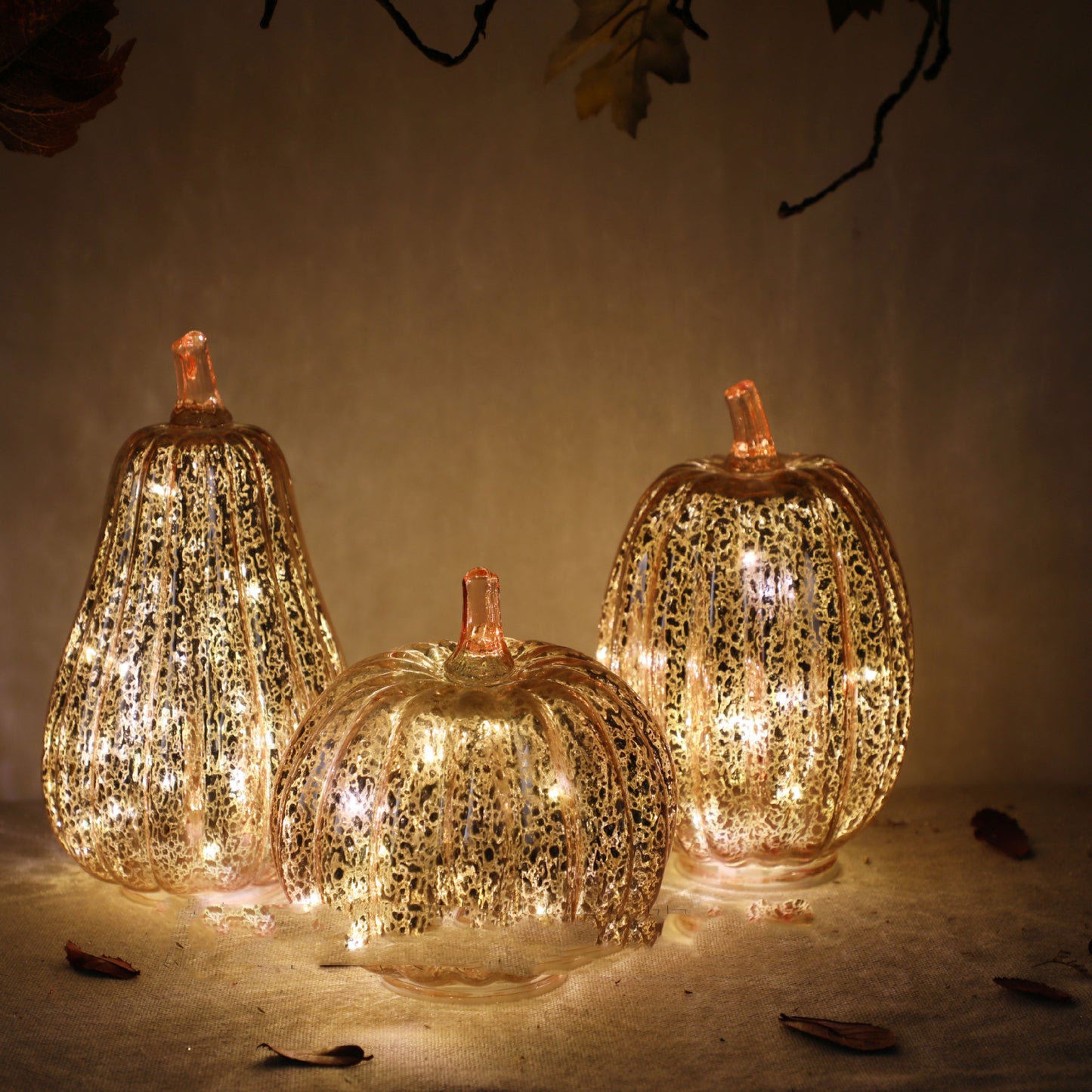 Halloween Decorative Glass Pumpkin Lantern