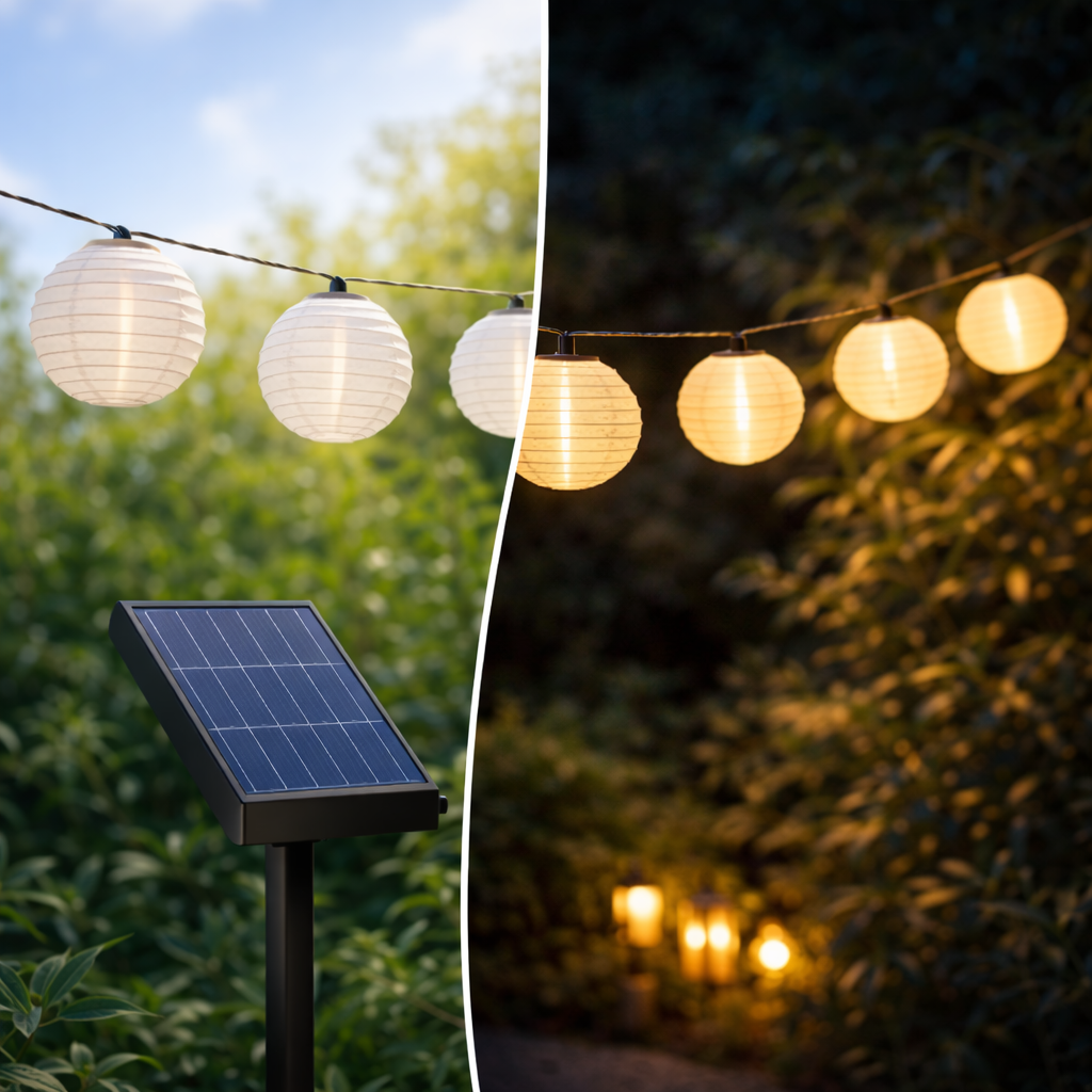 Blustoreweb™ Luci Solari a Lanterne LED per Esterno e Interno – Catena Luminosa Decorativa Atmosfera Calda