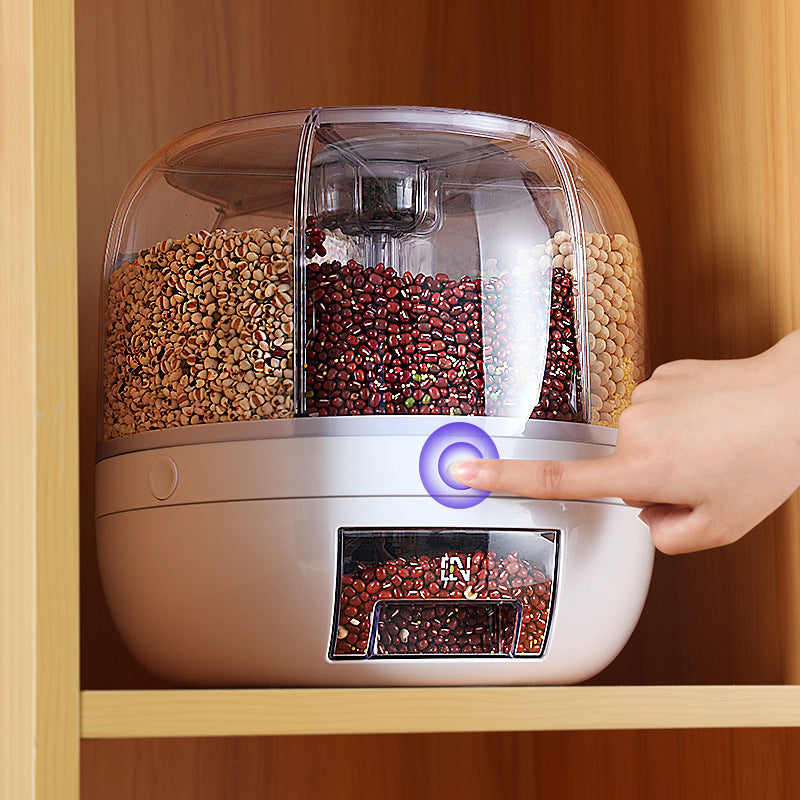 Blustoreweb ™Dispenser Rotante per Cereali, Contenitore di Stoccaggio a 360° Contenitore per Alimenti Sigillato per Riso, Cibo Secco E Frutta