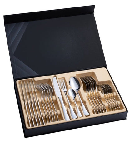 Blustoreweb™ - Set Posate in Acciaio Inox da 24 Pezzi - Eleganza e Funzionalità a Tavola - Blustoreweb