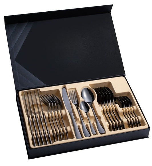 Blustoreweb™ - Set Posate in Acciaio Inox da 24 Pezzi - Eleganza e Funzionalità a Tavola - Blustoreweb