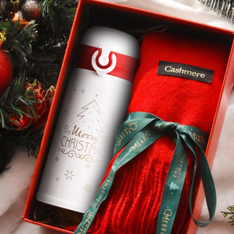 Blustoreweb ™ Thermos natalizio con sciarpa in cashmere - Blustoreweb